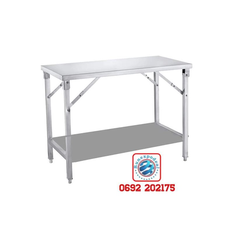 TABLE ADOSSÉE ACIER INOXYDABLE PLIABLE