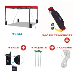 Mega Pack 3x3m pied carré 30mm CHAPITEAU IMPERMÉABLE PLIABLE 3x3m avec parois en 210 T