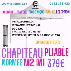 Chapiteau norme M2 anti feu aluminium hexagonal 40mm  toit 300 GSM PVC /tente/abri/barnum imperméable pro dispo 30/10/24