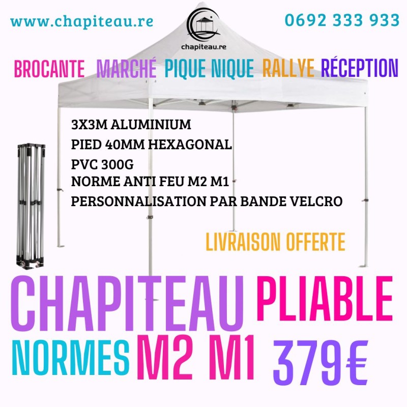 Chapiteau norme M2 anti feu aluminium hexagonal 40mm  toit 300 GSM PVC /tente/abri/barnum imperméable professionnel